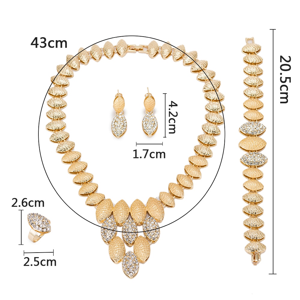 MUKUN 2018 jewelry set african beads Dubai jewelry set for women elegant Imitated crystal jewelry sets Gold-color necklaces set