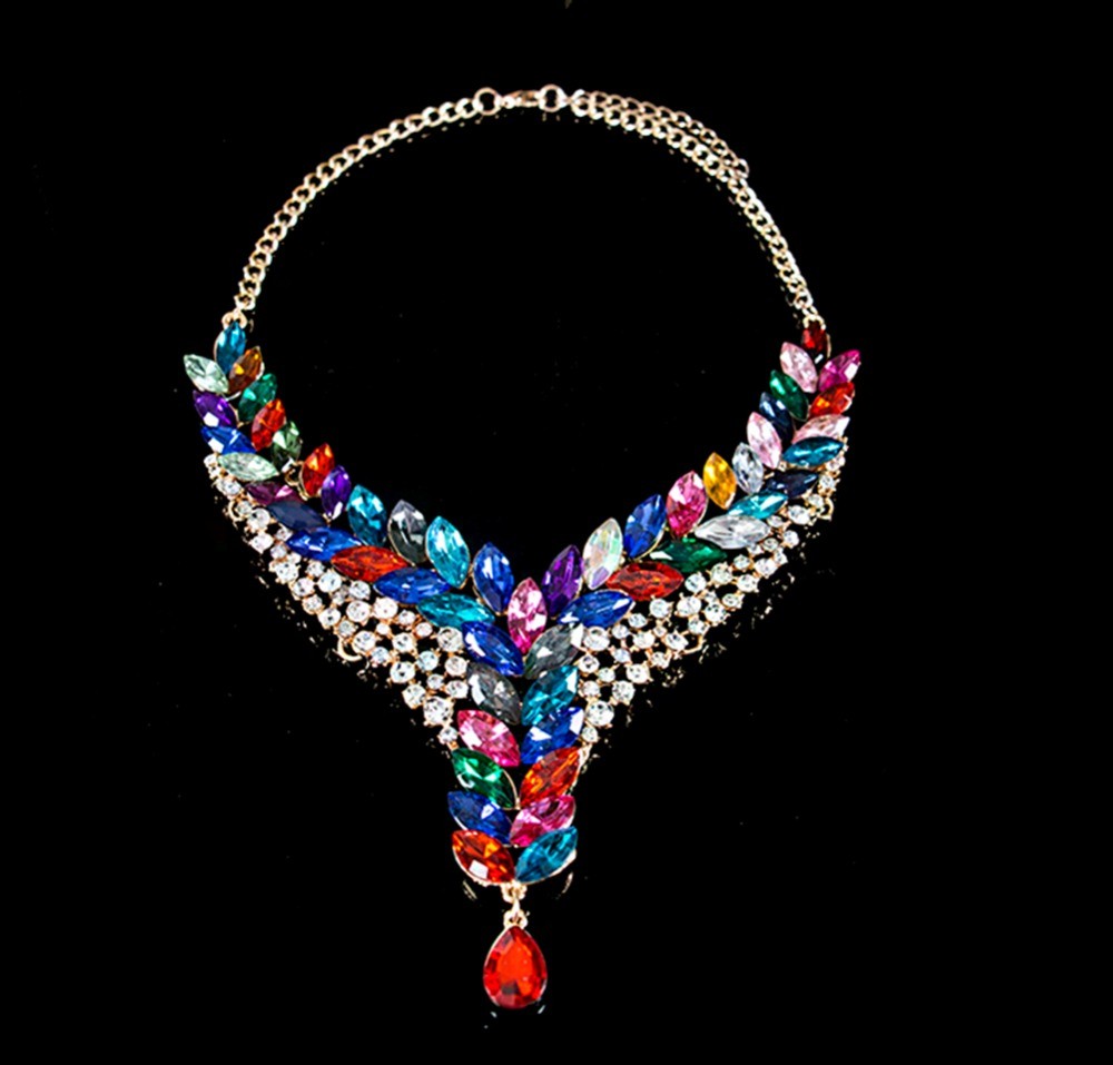 LAN PALACE latest african beads for wedding gold color multi color jewelry sets necklace and earrings six colors free shipping