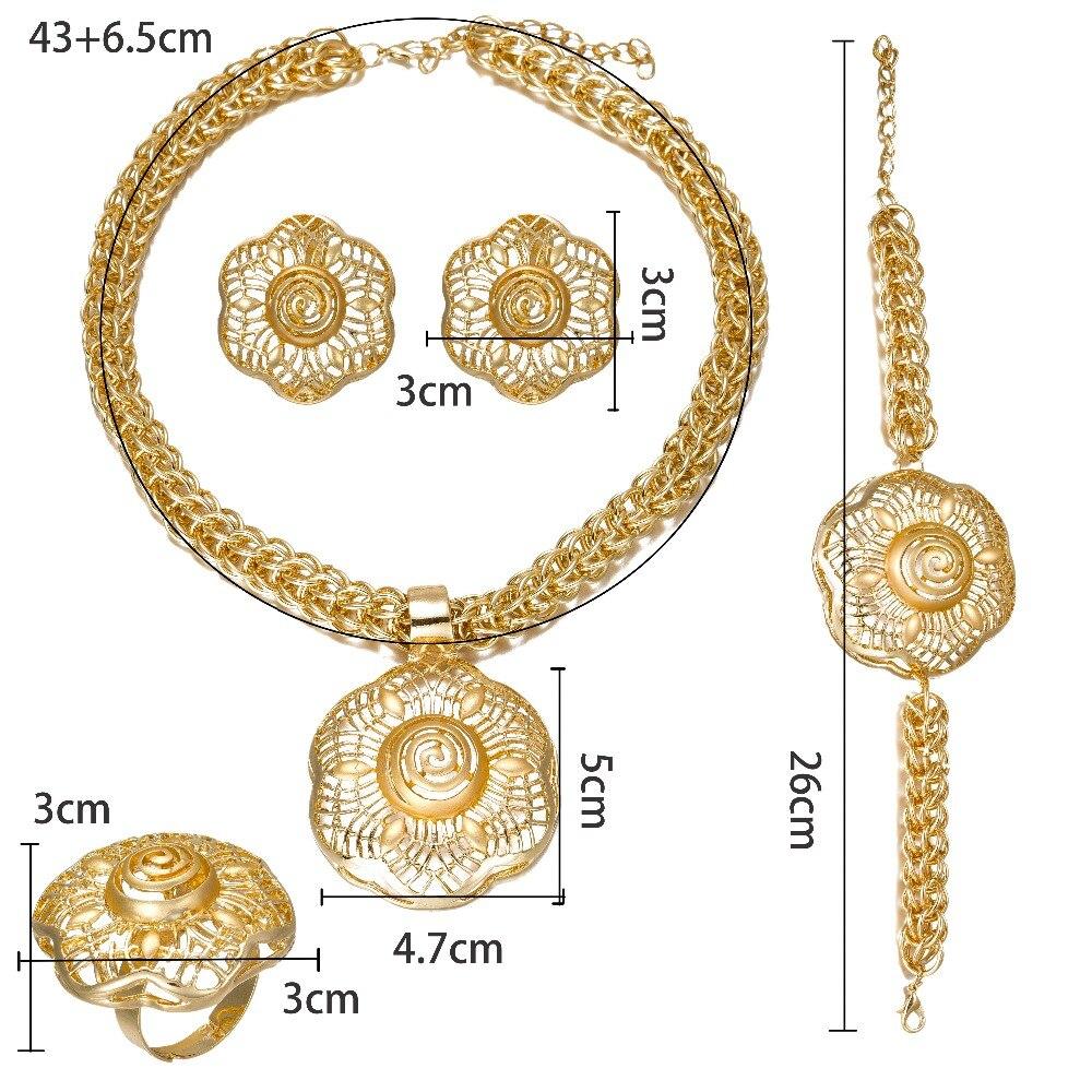 MUKUN 2017 Latest Big Dubai Gold color Jewelry Sets Fashion Nigerian Wedding African Beads Costume Necklace Bangle Earring Ring