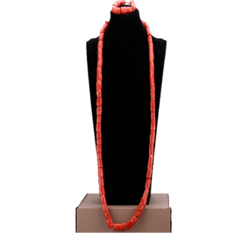 Dudo Jewelry African Men Coral Beads Jewelry Sets For Nigerian Weddings Genuine Coral Necklace Set Bracelet 2 Pics Free Ship