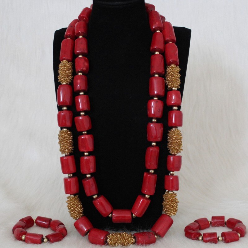 Dudo Jewelry African Men Coral Beads Jewelry Sets For Nigerian Weddings Genuine Coral Necklace Set Bracelet 2 Pics Free Ship