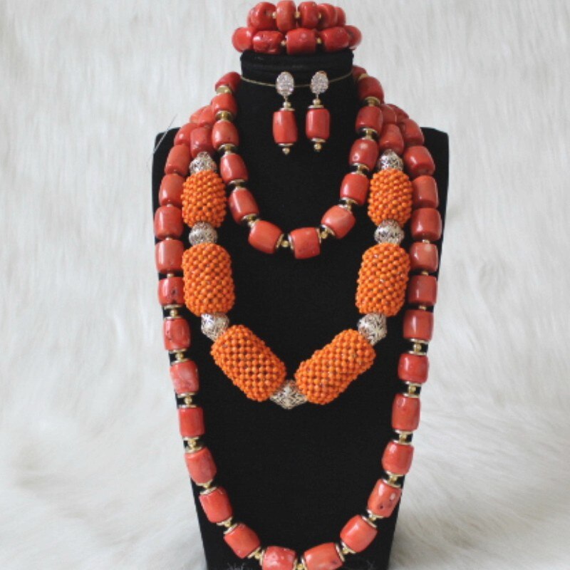 Dudo Jewelry African Men Coral Beads Jewelry Sets For Nigerian Weddings Genuine Coral Necklace Set Bracelet 2 Pics Free Ship