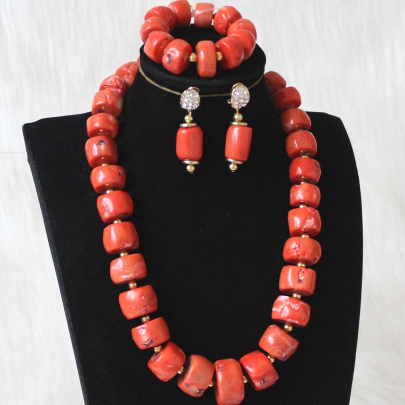 Dudo Jewelry African Men Coral Beads Jewelry Sets For Nigerian Weddings Genuine Coral Necklace Set Bracelet 2 Pics Free Ship