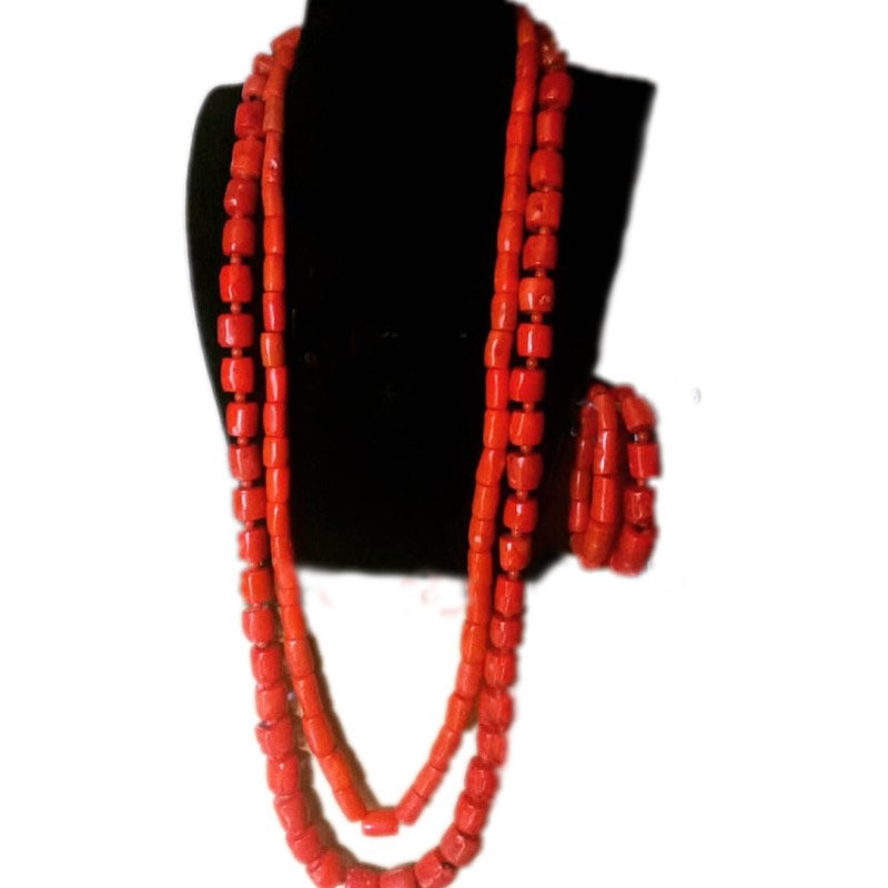 Dudo Jewelry African Men Coral Beads Jewelry Sets For Nigerian Weddings Genuine Coral Necklace Set Bracelet 2 Pics Free Ship