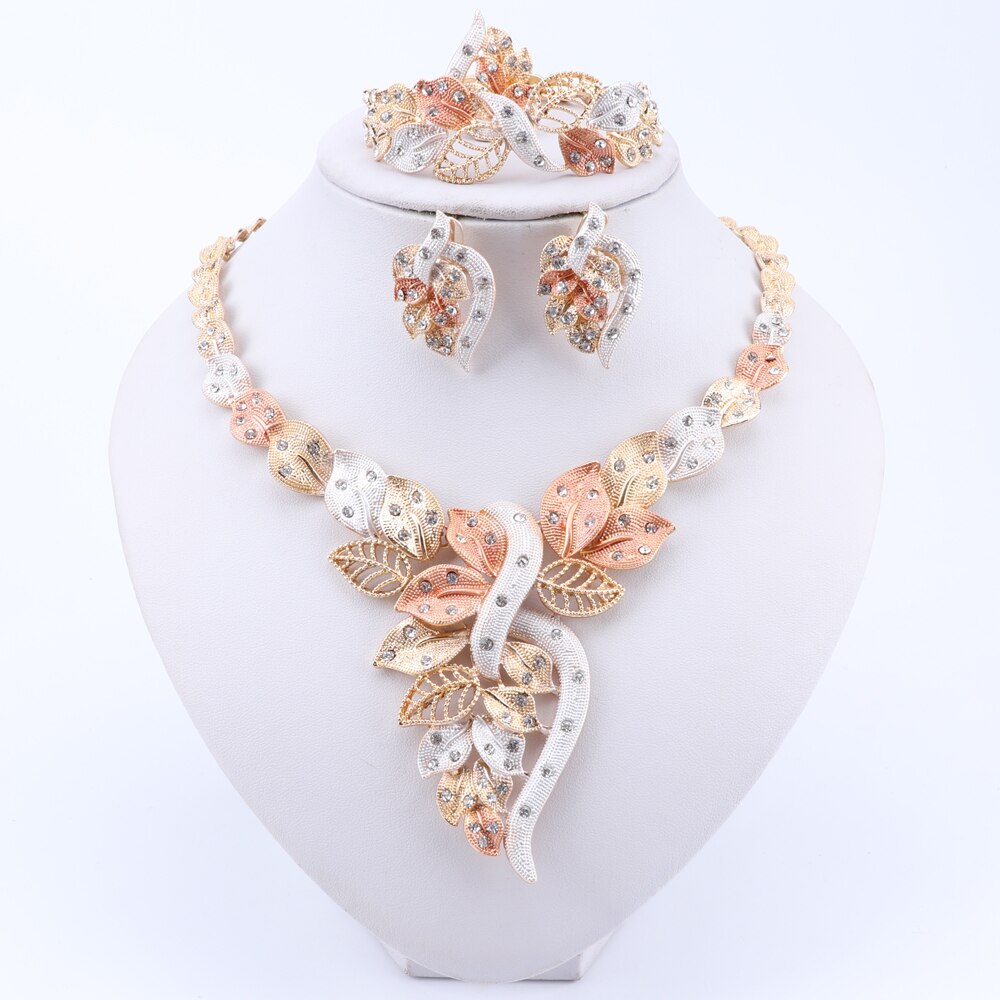 Fashion African Beads Necklace Earrings Set Nigerian Woman Wedding Jewelry Set Brand Dubai Gold Colorful Jewelry Sets