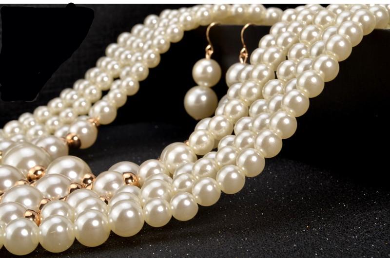 online shopping india simulated Pearl making chocker 2016 Fashion African Beads Jewelry Set statement necklace set for women