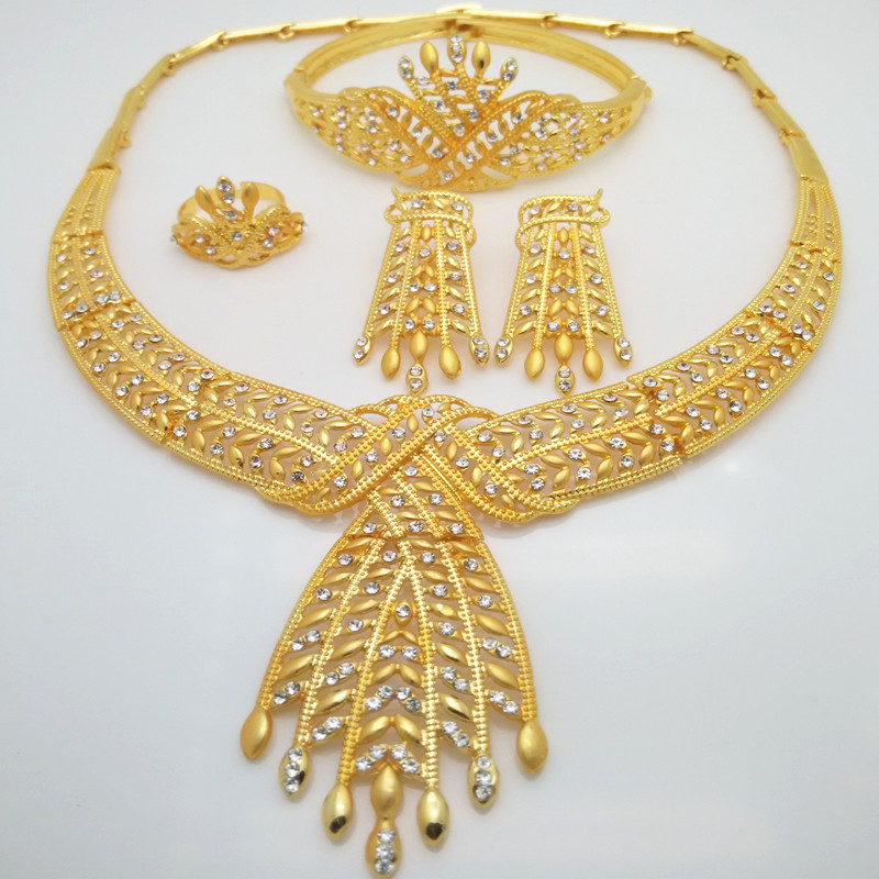 Kingdom Ma Free Shipping African Gold Color Luxury Jewelry Sets Bridal Nigerian Wedding African Beads Big Zinc Alloy Jewelry Set