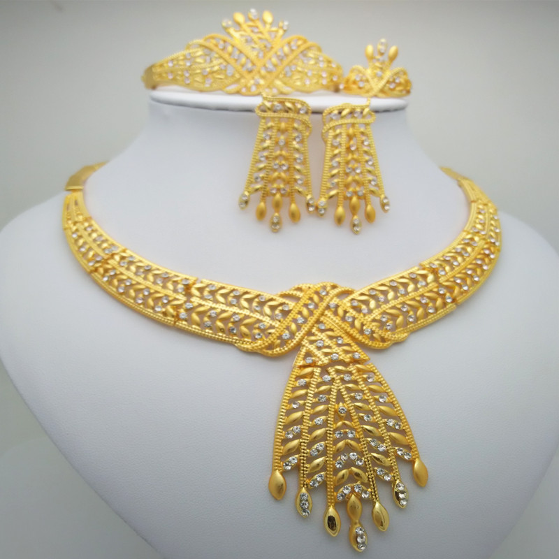 Kingdom Ma Free Shipping African Gold Color Luxury Jewelry Sets Bridal Nigerian Wedding African Beads Big Zinc Alloy Jewelry Set