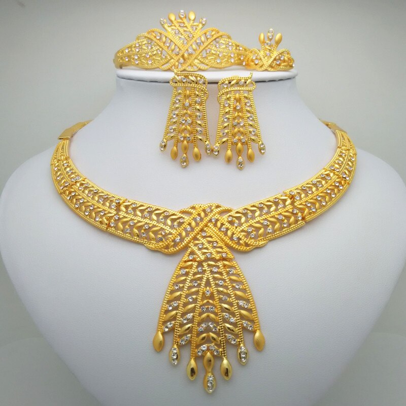 Kingdom Ma Free Shipping African Gold Color Luxury Jewelry Sets Bridal Nigerian Wedding African Beads Big Zinc Alloy Jewelry Set