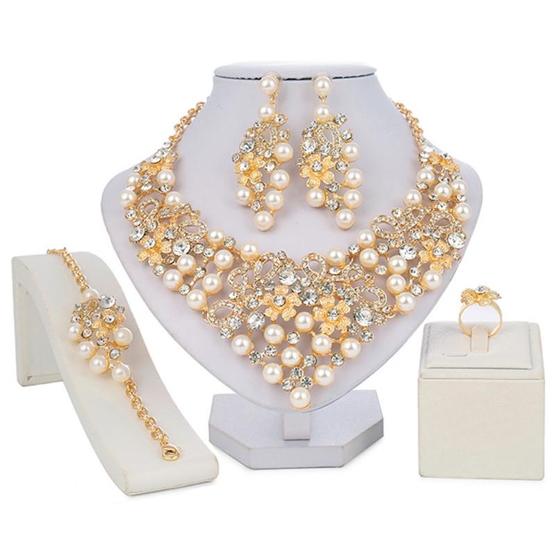 Fani 2019 Dubai gold colorful Jewelry Set Wholesale Nigerian woman wedding jewelry set Fashion African Beads Bridal Jewelry Set