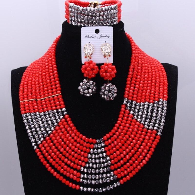 Dudo Water Drop African Beads Real Coral Jewelry Necklace Set With Bracelet and Earrings Luxury Nigerian Wedding Jewellery Set