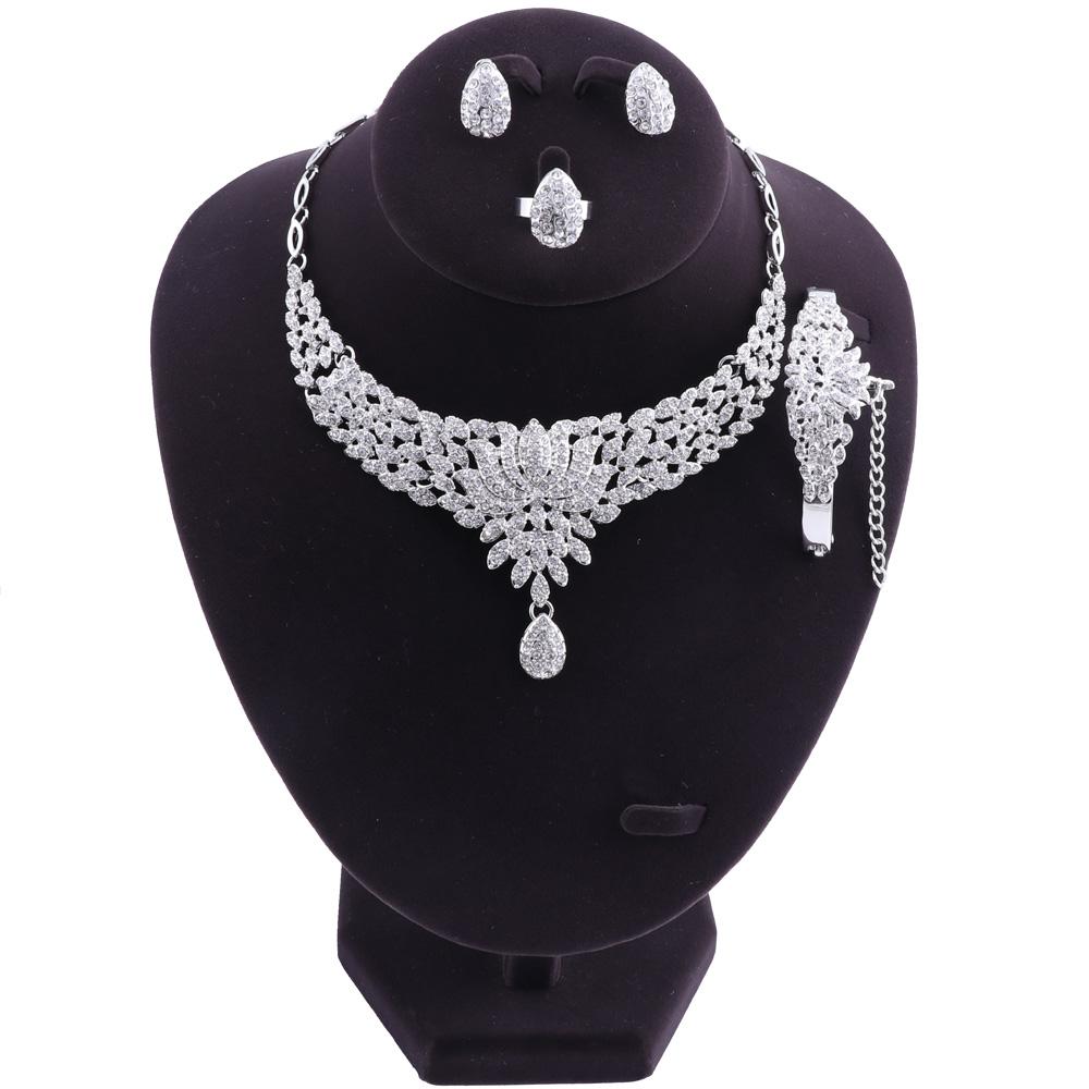 Bridal Gift Nigerian Wedding African Beads Jewelry Set Fashion Dubai Full Crystal Jewelry Set Costume Design Flower Necklace Set