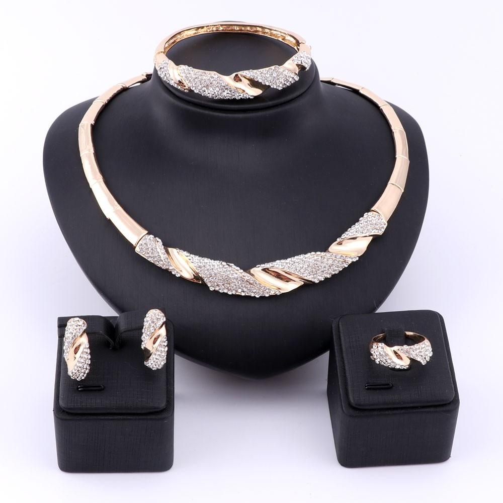 Bridal Gift Nigerian Woman Wedding African Beads Jewelry Set Brand Dubai Silver Color Crystal Jewelry Sets Wholesale Design