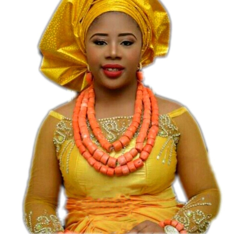 African Coral Beads Bridal Jewelry Set Nigerian Wedding Orange Or Red Jewellery Set For Women Necklace Set Dubai Gold Balls Set