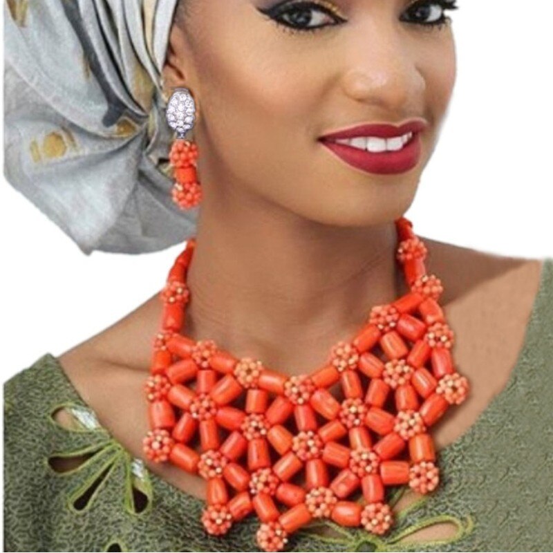 Dudo Jewelry Set For Nigerian Wedding Luxury African Coral Beads Jewelry Set 6 Layers Bridal Jewellery Set Indian Free Ship 2019