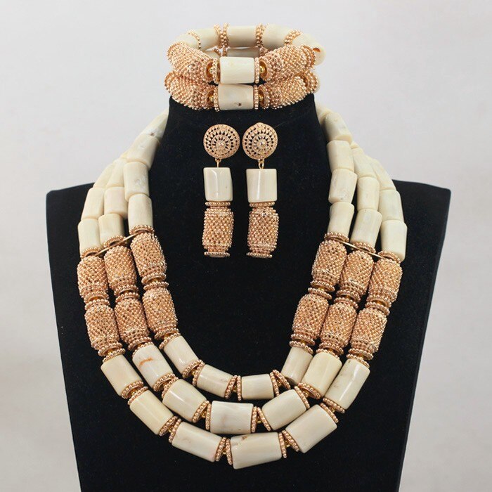 Fashion Red Gold Nigerian Wedding Costume Jewelry Sets for Women African Coral Beads Bridal Party Necklace Earrings Set CNR786