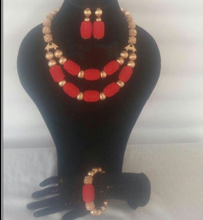 Fantastic Original Coral Beads Jewelry Set for Women African Party Wedding Engagement Real Coral Bead Necklace Set CNR200