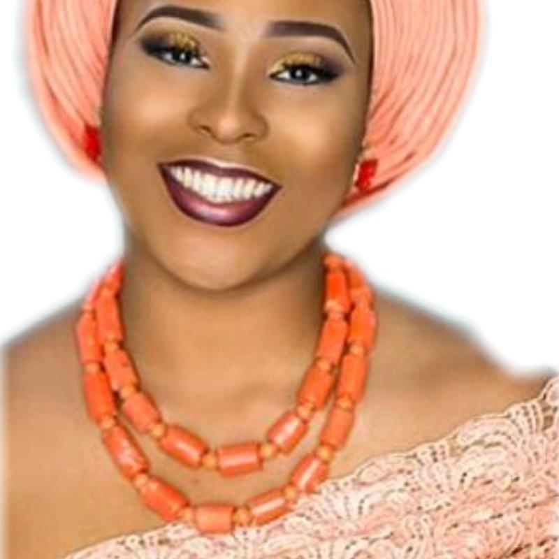 Dudo Jewelry Nature Orange African Bridal Coral beads Jewelry Set For Nigerian Women 5 Layers Jewellery Set Free Shipping 2018