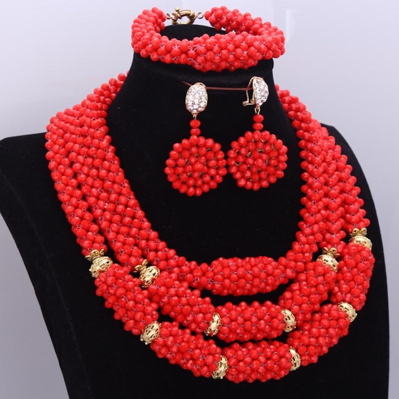 Dudo Jewelry Nature Orange African Bridal Coral beads Jewelry Set For Nigerian Women 5 Layers Jewellery Set Free Shipping 2018