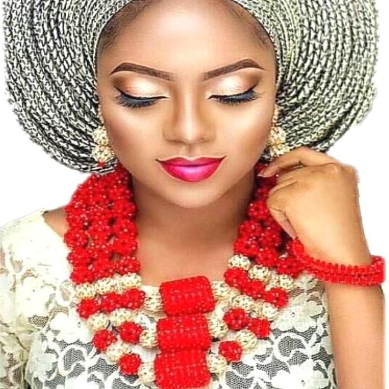 Dudo Jewelry Nature Orange African Bridal Coral beads Jewelry Set For Nigerian Women 5 Layers Jewellery Set Free Shipping 2018