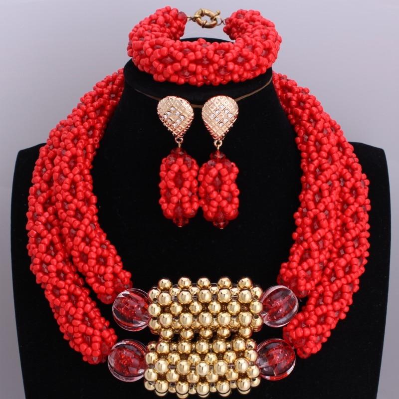 Dudo Jewelry Nature Orange African Bridal Coral beads Jewelry Set For Nigerian Women 5 Layers Jewellery Set Free Shipping 2018