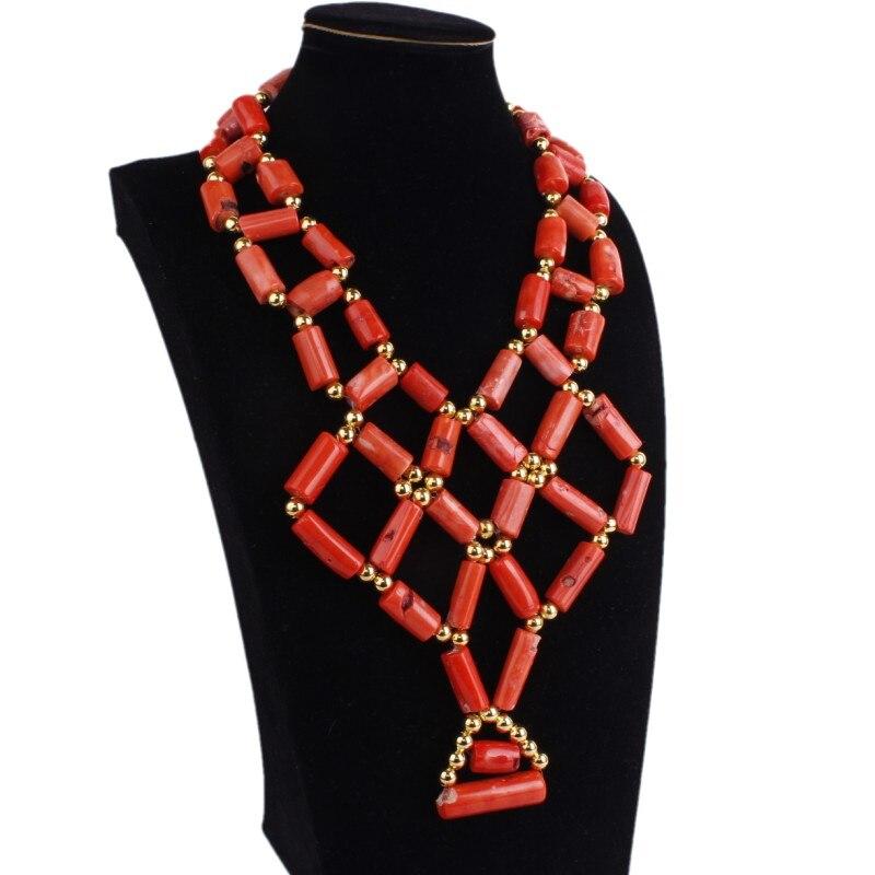 Dudo Necklace Earrings Set 100% Original Coral Beads Jewelry Set 3 Layers New Design Bridal Jewellery Set African Nigerian Set