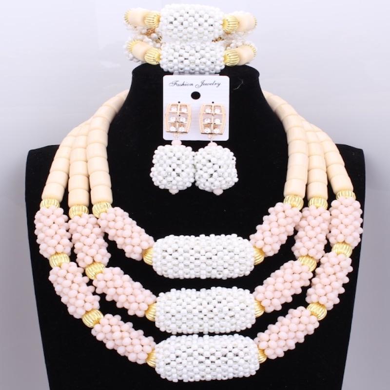 Dudo Necklace Earrings Set 100% Original Coral Beads Jewelry Set 3 Layers New Design Bridal Jewellery Set African Nigerian Set