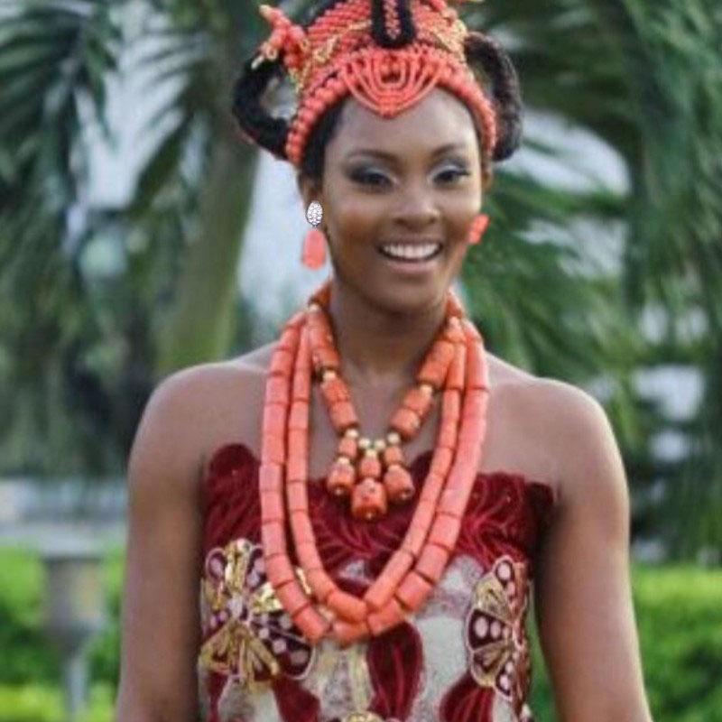 Dudo Necklace Earrings Set 100% Original Coral Beads Jewelry Set 3 Layers New Design Bridal Jewellery Set African Nigerian Set