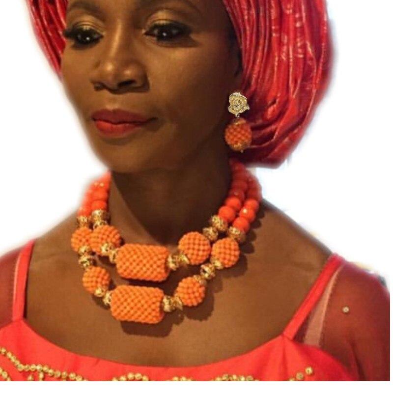 Dudo Necklace Earrings Set 100% Original Coral Beads Jewelry Set 3 Layers New Design Bridal Jewellery Set African Nigerian Set