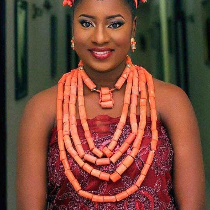 Dudo Necklace Earrings Set 100% Original Coral Beads Jewelry Set 3 Layers New Design Bridal Jewellery Set African Nigerian Set