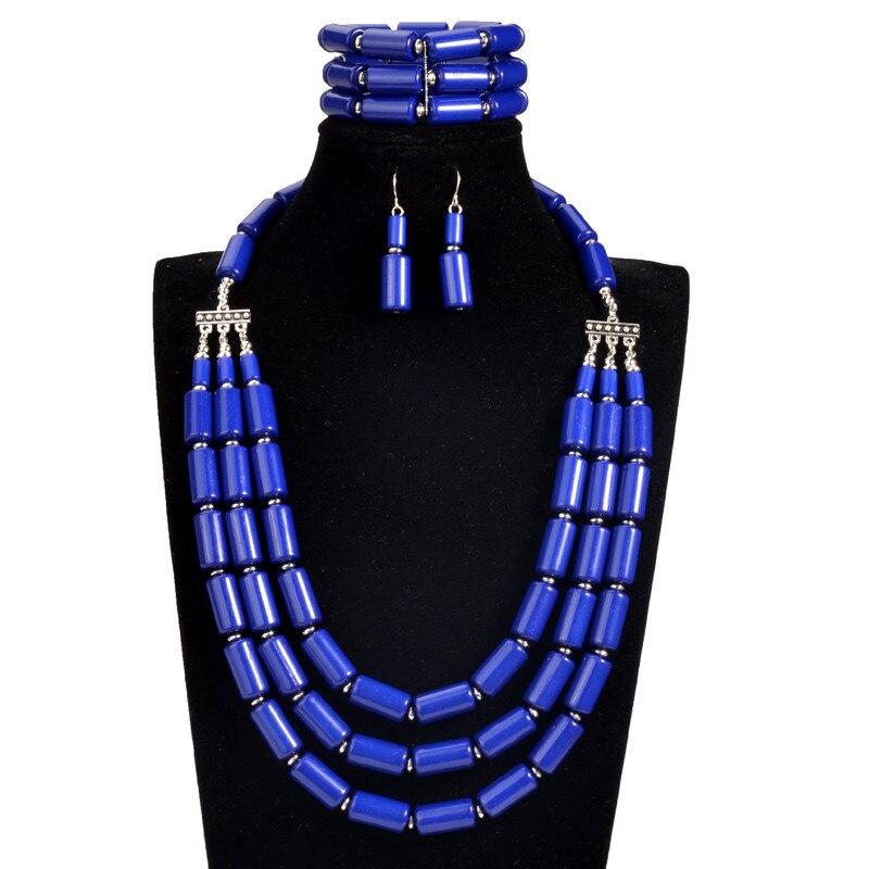 6 color african beads jewelry set Nigeria wedding bridal choker 2017 statement fashion maxi necklace set for women