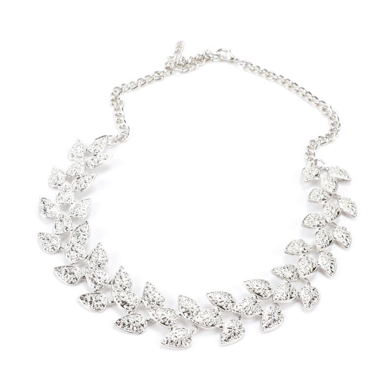 African Beads Jewelry Sets For Women Party Wedding Tree leaf Bridal Dress Accessories Silver Plated Necklace Earrings Set