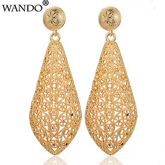 Wando Fashion Dubai jewelry hollow Street Style Gold colour France Earrings For Women Punk Party Earrings for Women/Girl E82