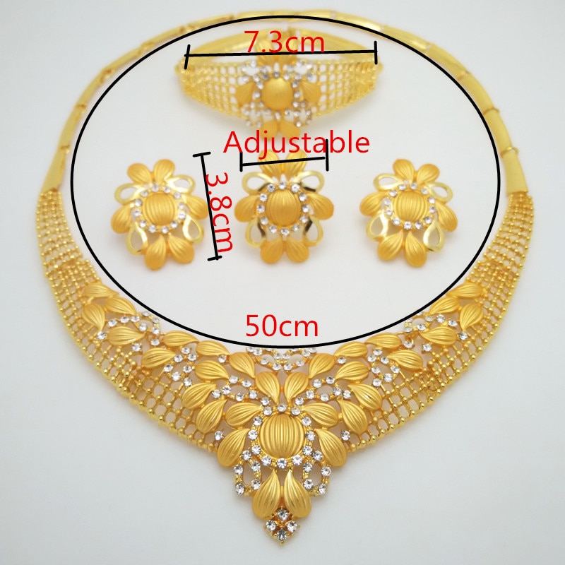 Wholesale Dubai Fine African Beads Jewelry Sets Necklace Bangle Earrings Rings Nigerian Women Wedding Jewelry Sets Big