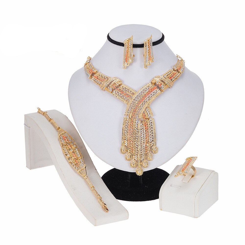 MUKUN Fashion Charm African Bridal Earrings Ring Drop Jewelry Sets Classic Wedding Dubai Necklace Bracelet for Women Jewelry Set