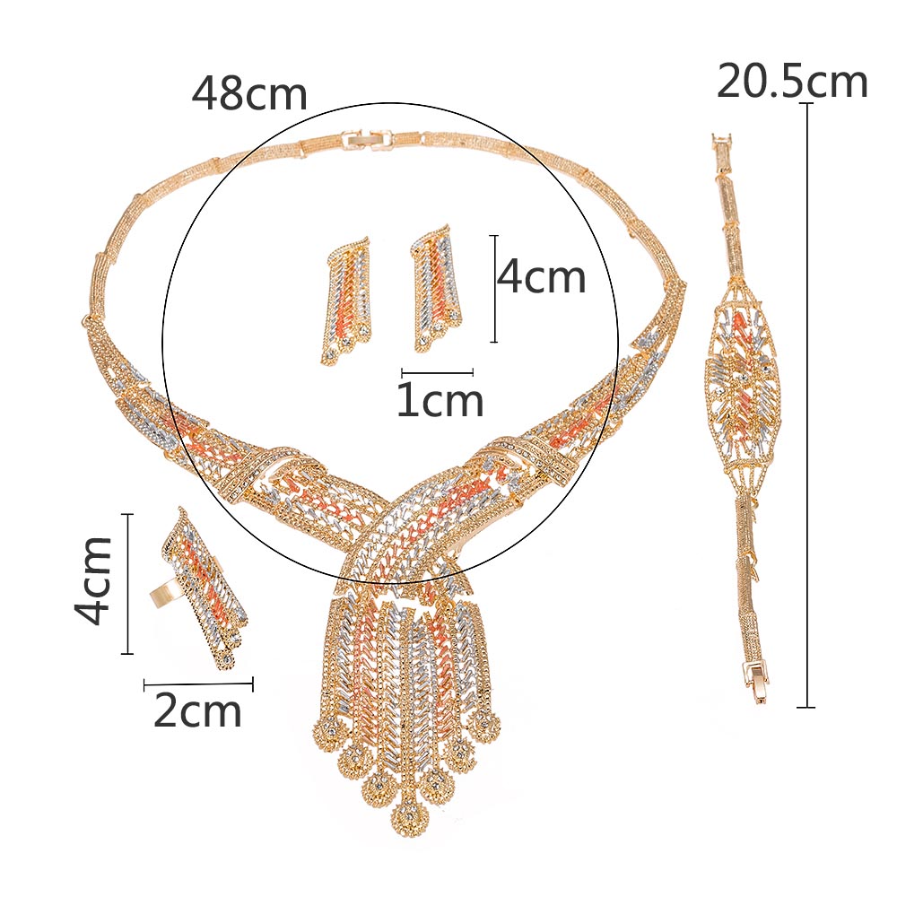MUKUN Fashion Charm African Bridal Earrings Ring Drop Jewelry Sets Classic Wedding Dubai Necklace Bracelet for Women Jewelry Set
