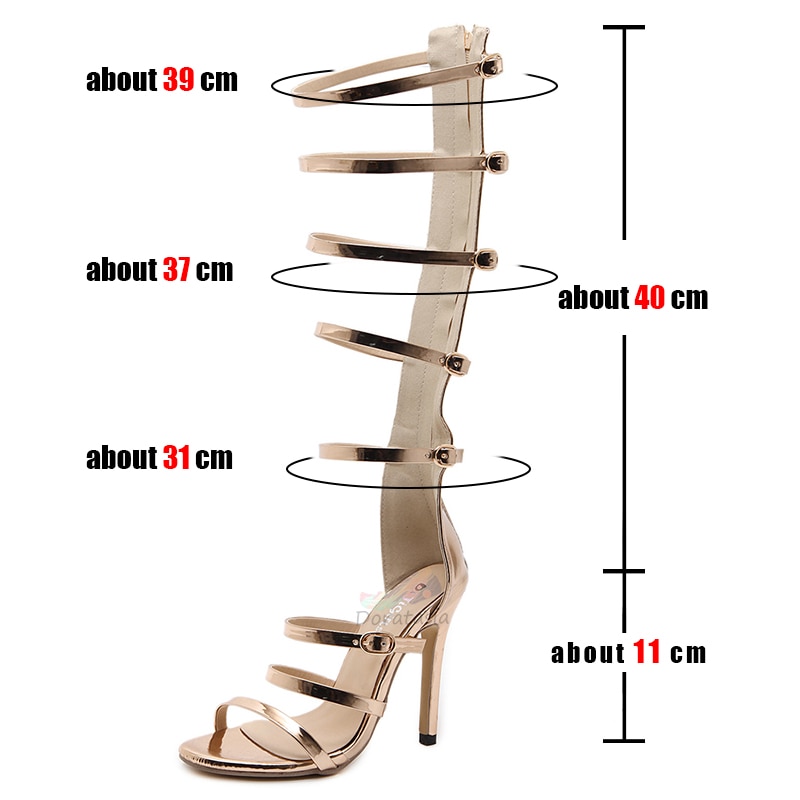 gold gladiator sandals knee high