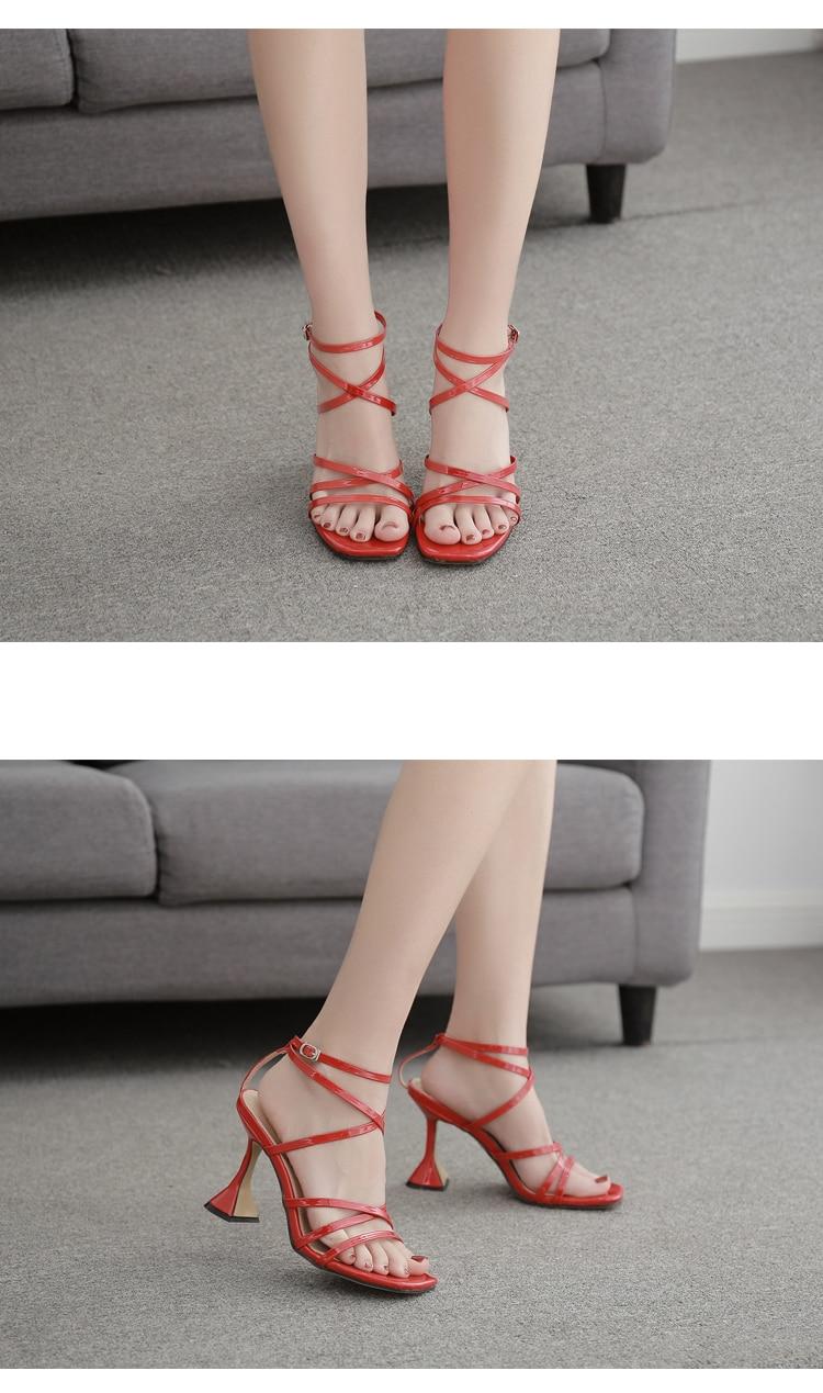 Aneikeh Fashion Open Toe Sexy Rome High Heel Sandals Women Summer Women's Sandals One Strap Buckle Party Pumps Shoes Size 35-42