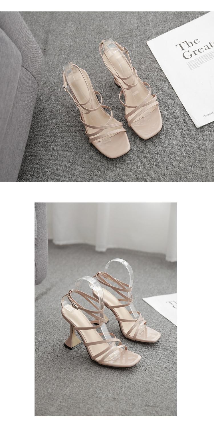 Aneikeh Fashion Open Toe Sexy Rome High Heel Sandals Women Summer Women's Sandals One Strap Buckle Party Pumps Shoes Size 35-42