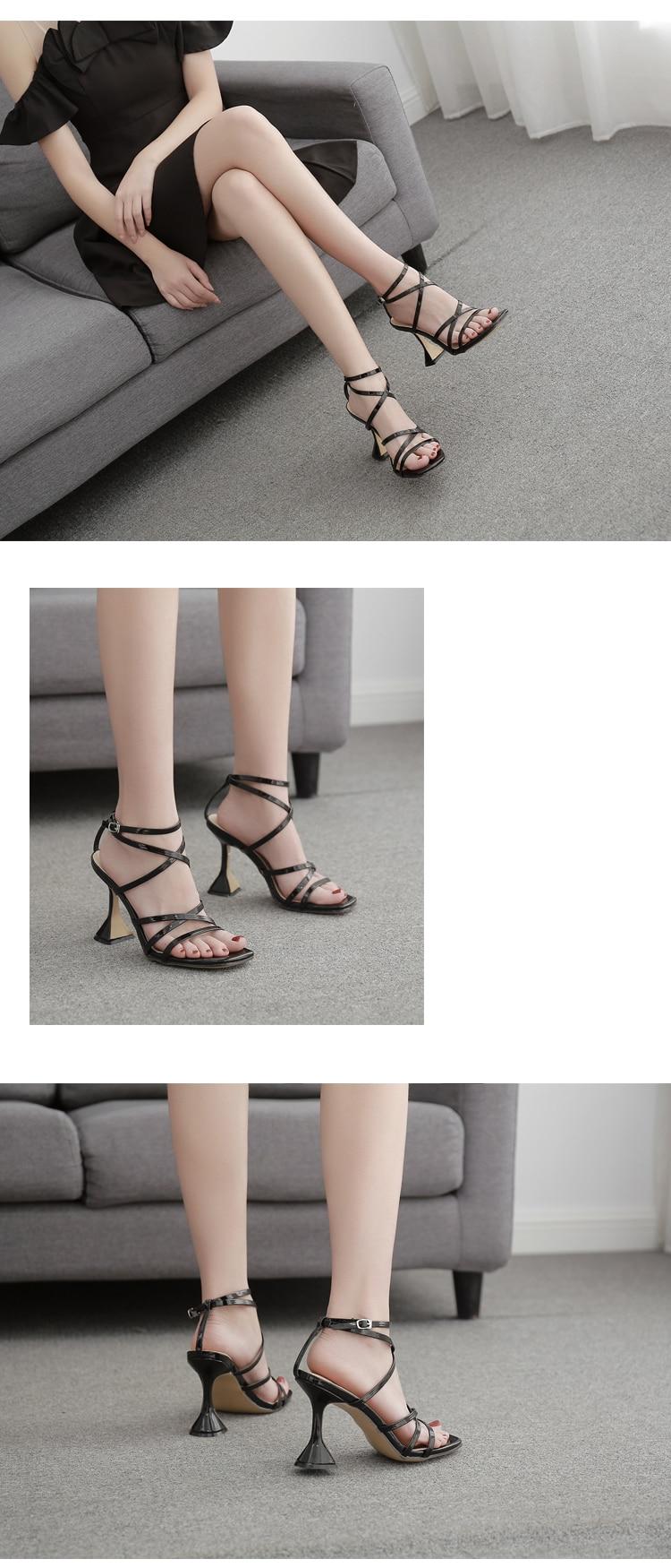 Aneikeh Fashion Open Toe Sexy Rome High Heel Sandals Women Summer Women's Sandals One Strap Buckle Party Pumps Shoes Size 35-42