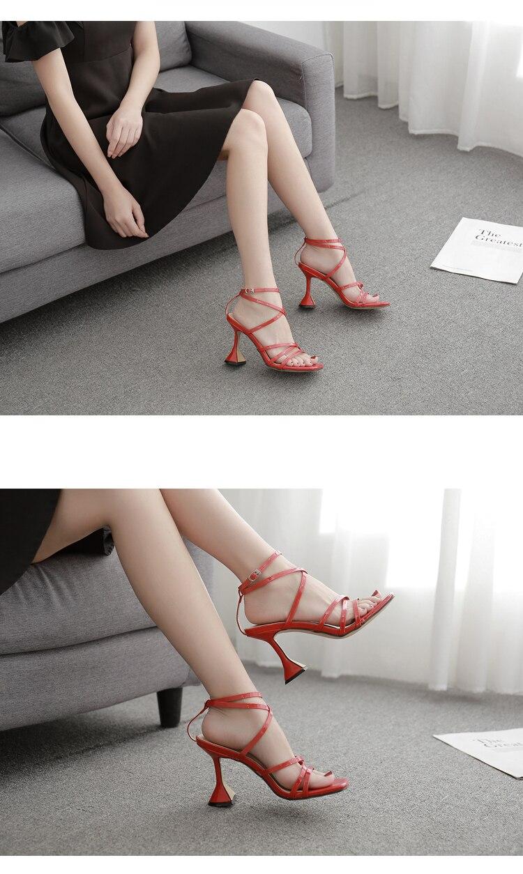 Aneikeh Fashion Open Toe Sexy Rome High Heel Sandals Women Summer Women's Sandals One Strap Buckle Party Pumps Shoes Size 35-42