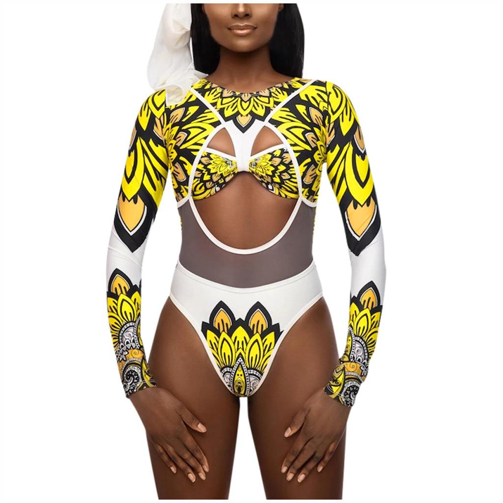 SAGACE 2020 Women Bikini Plus Size Aboriginal African Totem Ethnic Style High Waist Swimwear Fashion Monokini Female Beachwear