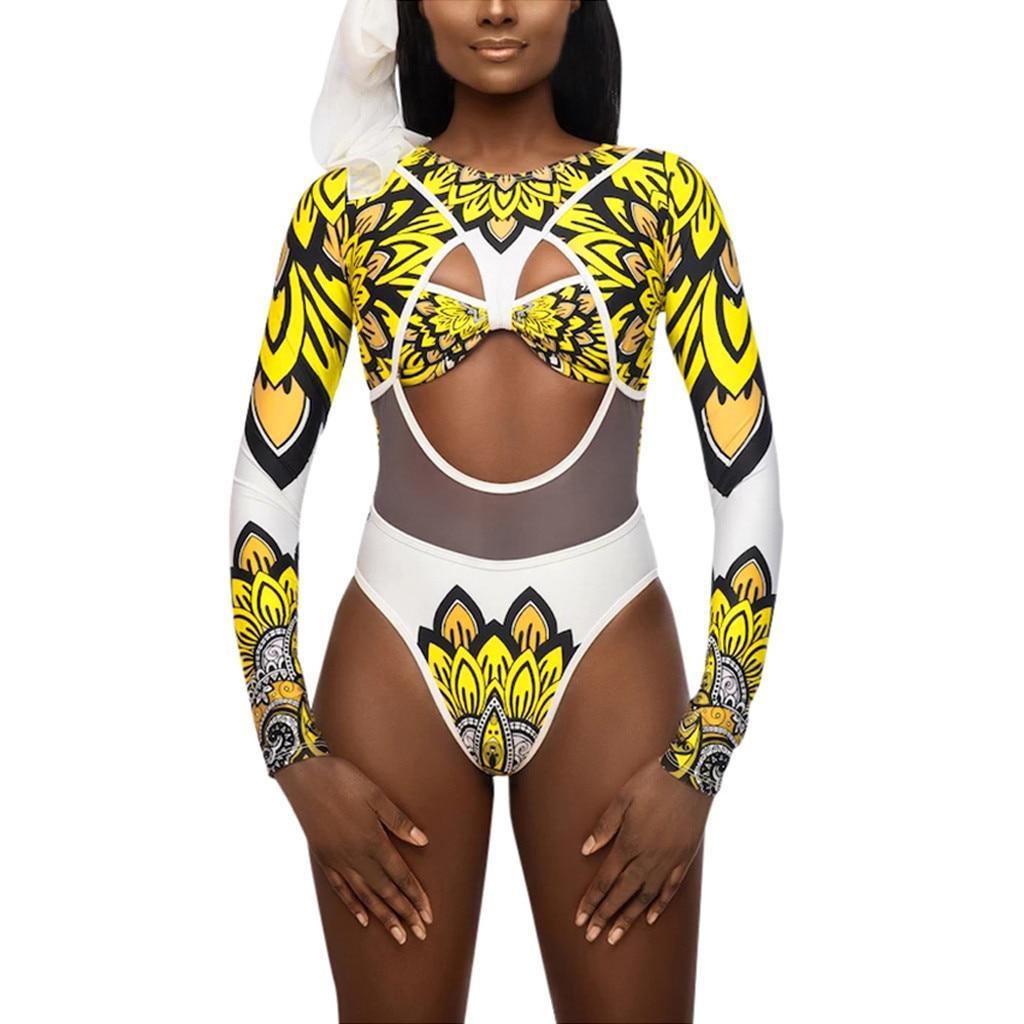 SAGACE 2020 Women Bikini Plus Size Aboriginal African Totem Ethnic Style High Waist Swimwear Fashion Monokini Female Beachwear