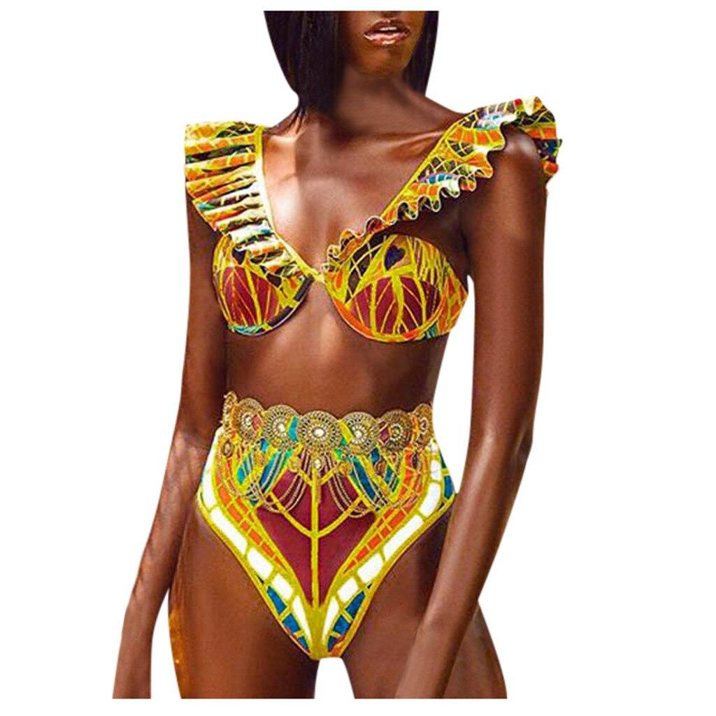 Summer Bikinis 2020 Women African Print Bikini Set Swimwear Push-Up Padded Bra Swimsuit Beachwear Biquini Maillot de bain femme