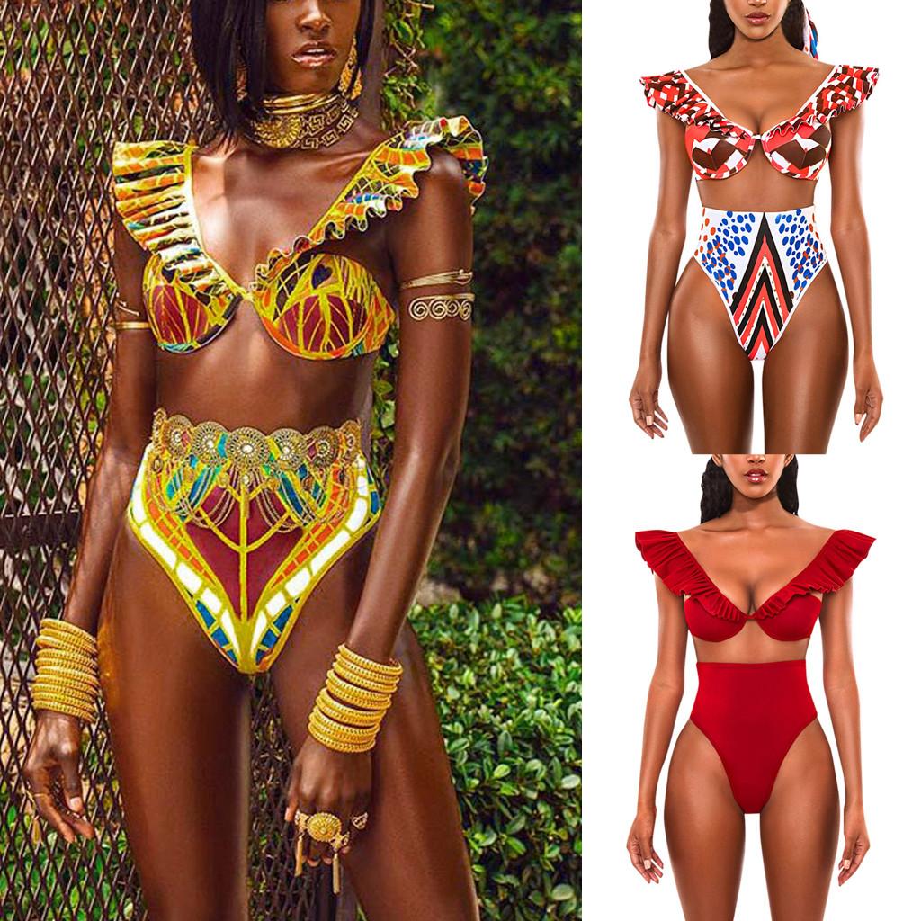 Summer Bikinis 2020 Women African Print Bikini Set Swimwear Push-Up Padded Bra Swimsuit Beachwear Biquini Maillot de bain femme