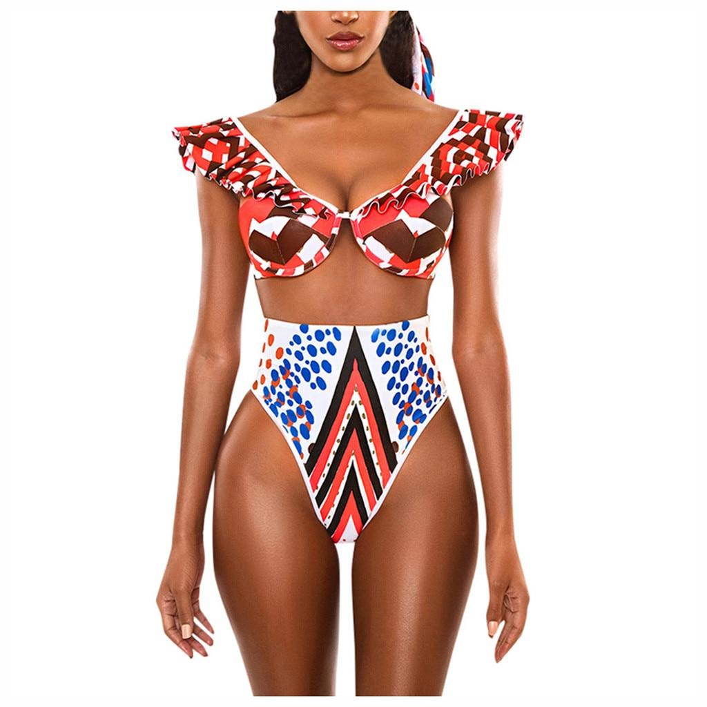 Summer Bikinis 2020 Women African Print Bikini Set Swimwear Push-Up Padded Bra Swimsuit Beachwear Biquini Maillot de bain femme