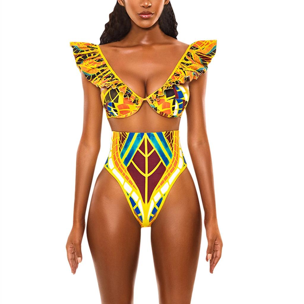 Summer Bikinis 2020 Women African Print Bikini Set Swimwear Push-Up Padded Bra Swimsuit Beachwear Biquini Maillot de bain femme