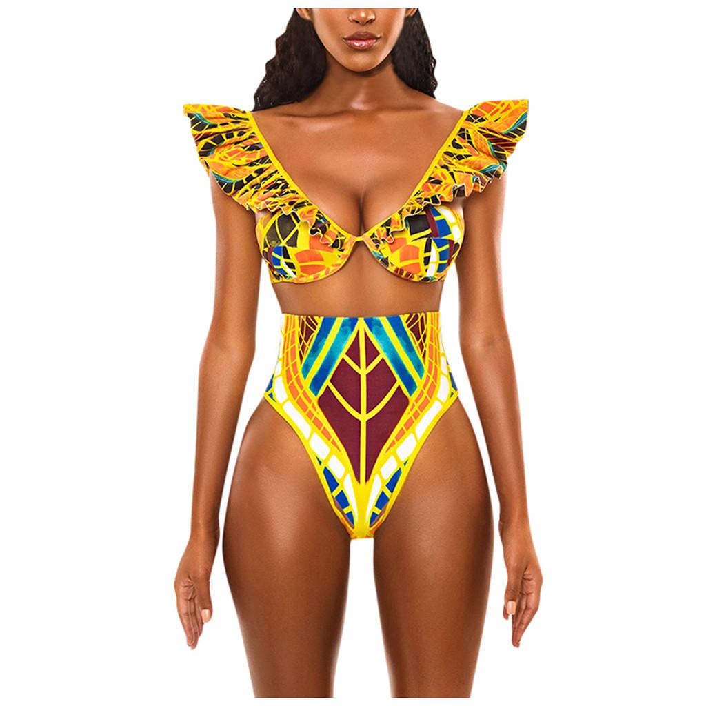 Summer Bikinis 2020 Women African Print Bikini Set Swimwear Push-Up Padded Bra Swimsuit Beachwear Biquini Maillot de bain femme