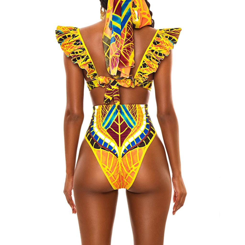 Summer Bikinis 2020 Women African Print Bikini Set Swimwear Push-Up Padded Bra Swimsuit Beachwear Biquini Maillot de bain femme