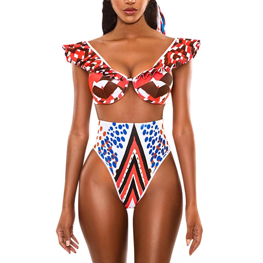 Summer Bikinis 2020 Women African Print Bikini Set Swimwear Push-Up Padded Bra Swimsuit Beachwear Biquini Maillot de bain femme